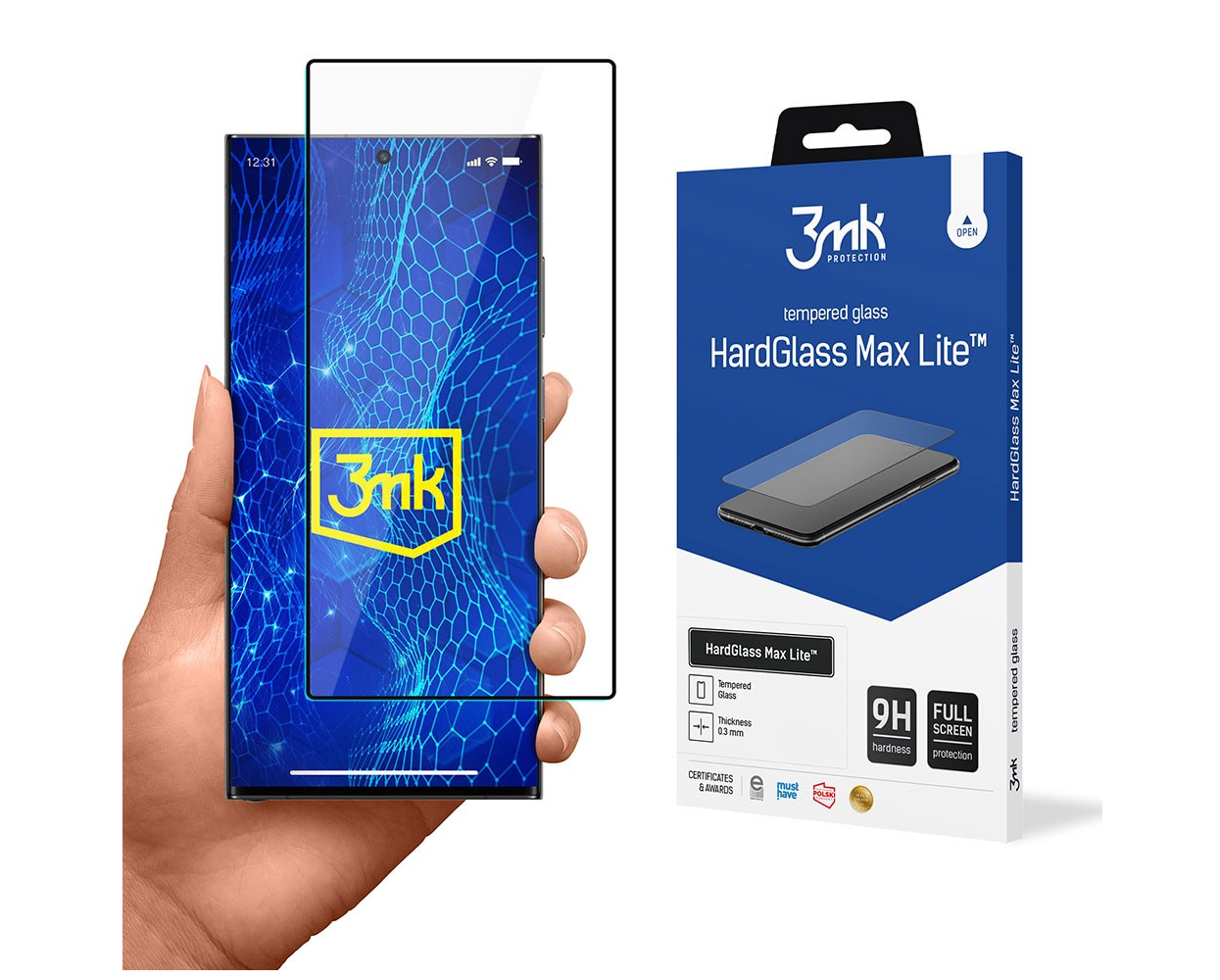 LCD apsauginis stikliukas 3mk Hard Glass Max Lite Samsung S928 S24 Ultra juodas