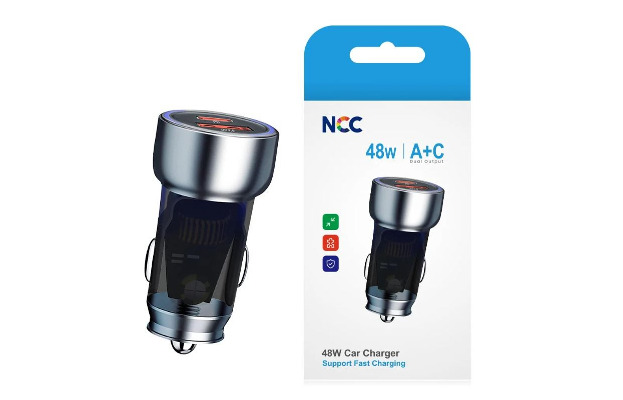 Įkroviklis automobilinis NCC R10 (48W) juodas