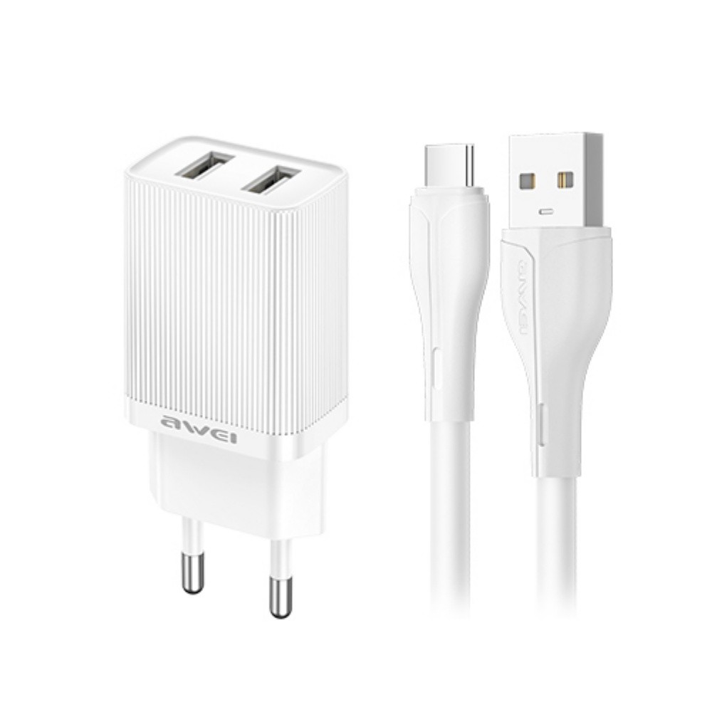 Įkroviklis Awei C15T-EU 10W 2xUSB-A + USB-A to USB-C cable 1.0m - Image 2
