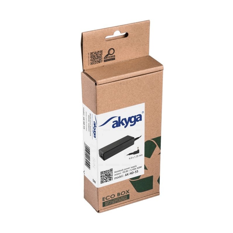 Nešiojamojo kompiuterio pakrovėjas Akyga AK-ND-55 (19V / 3.42A 65W 4.0 x 1.35mm) ASUS 1.2m - Image 2