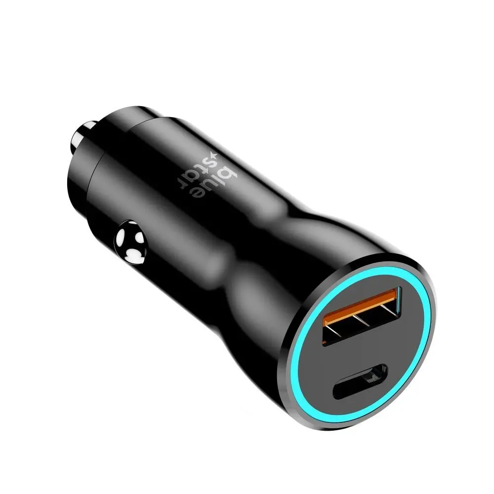Blue Star 25W USB-C ir USB-A automobilinio įkroviklio jungtys