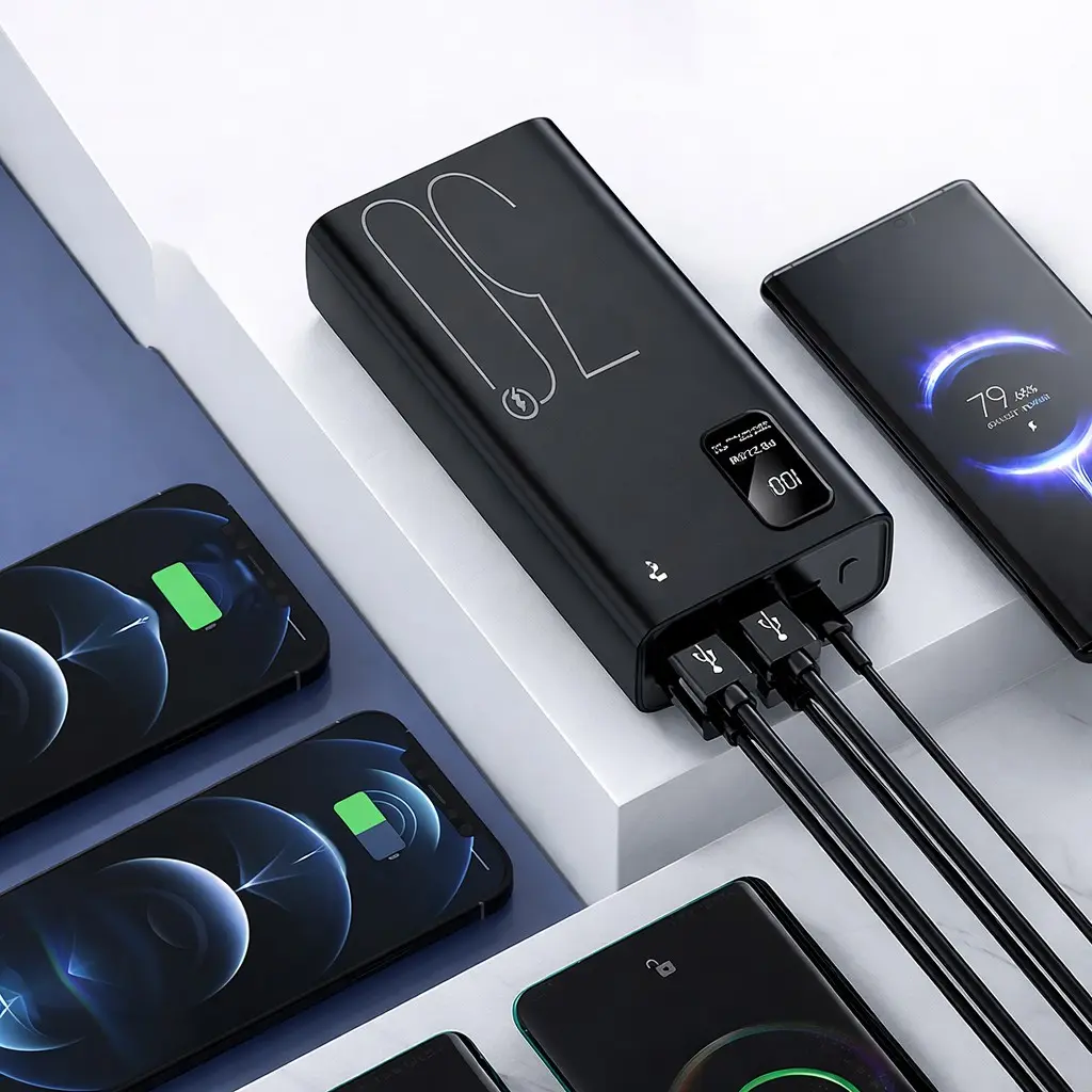 Reach RR-H34B 30000mAh Power Bank vienu metu krauna kelis įrenginius