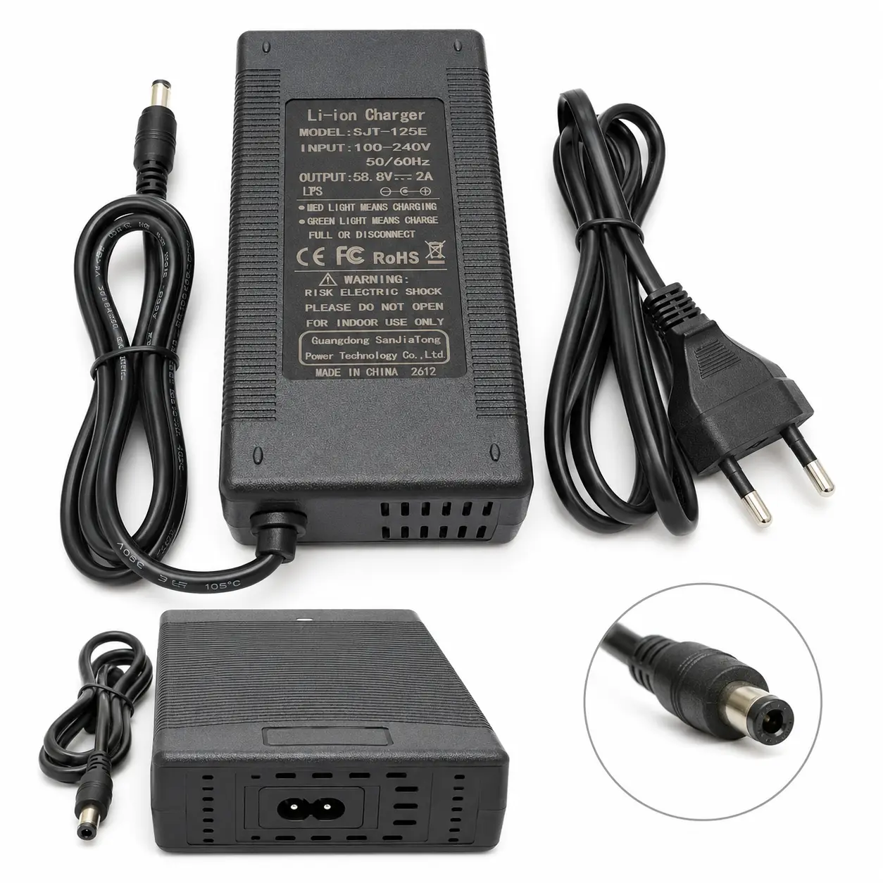 Įkroviklis 58.8V 2A DC 5.5x2.1 mm su aušintuvu 52V baterijoms