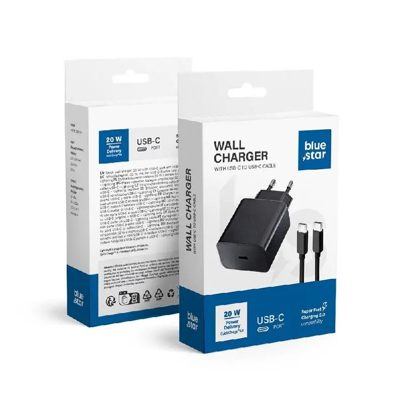 Blue Star TFB-TC-20W USB-C 20W PD įkroviklis su USB-C laidu
