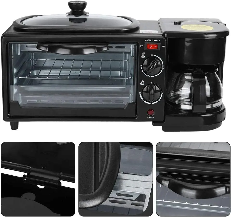 3 viename pusryčių aparatas 1050 W – 44 × 20 × 20 cm matmenys
