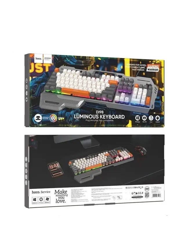 Hoco Gaming DI98 laidinės RGB QWERTY klaviatūros pakuotė
