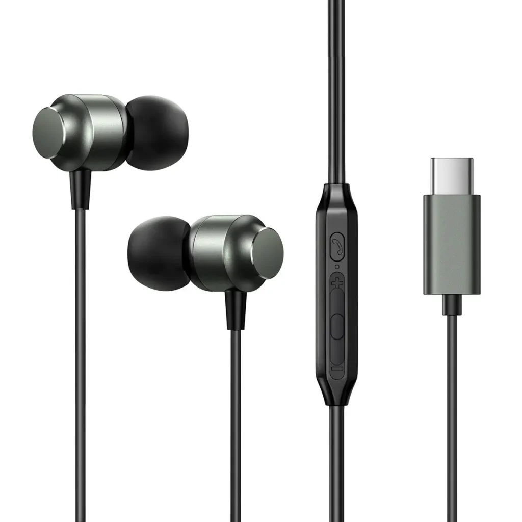 Joyroom JR-EC06 USB-C laidinės ausinės su mikrofonu pilkos