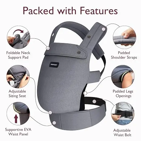 Momcozy BC001 ergonominė kūdikių nešioklė su plačiu juosmens diržu ir paminkštintomis petnešomis