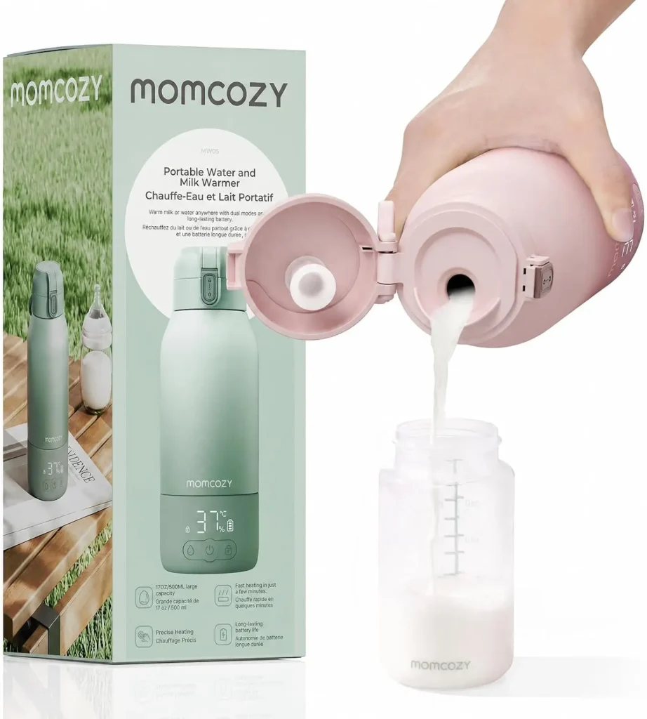 Momcozy MW05 nešiojamas buteliukų ir vandens šildytuvas 500 ml rožinis