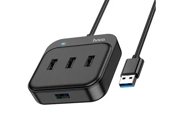 USB šakotuvas Hoco HB31 Easy 4-in-1 USB 3.0 ir 3x USB 2.0 juodas
